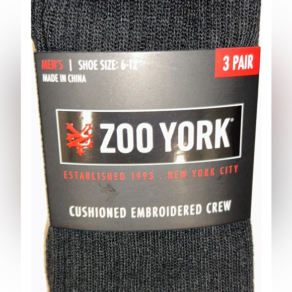 Zoo York Crew Socks 3 Pair Men 6-12 Black w Embroidered Emoji Face Logo Skate NY - Picture 4 of 12